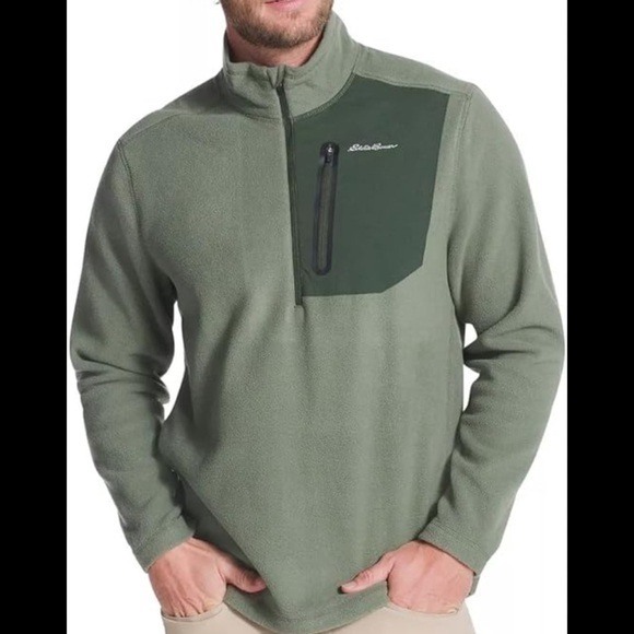 NWT Eddie Bauer Cloud Layer Pro 1/4 Zip Pullover Sweater M Olive Green - Picture 1 of 10
